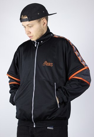 VINTAGE MENS ASICS TRACK TOP SUIT STRIPES JACKET