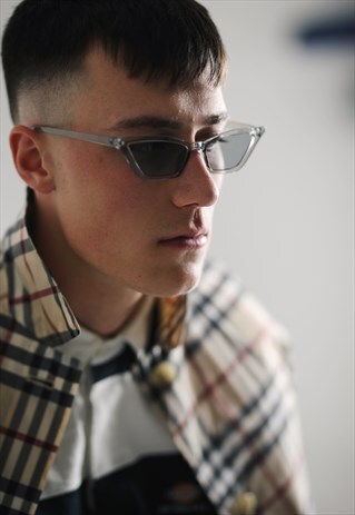 GREY SUMMER 90S Y2K SLIM CAT EYE SUNGLASSES SHADES