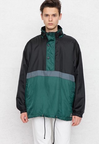 VINTAGE BLACK GREEN MARCEL CLAIR PULLOVER JACKET
