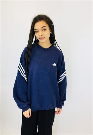 VINTAGE ADIDAS CLASSIC 3 STRIPE EMBROIDERED SWEATSHIRT