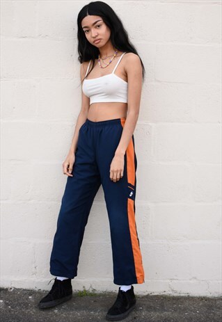 NIKE NAVY & ORANGE STRIPE NYLON TRACKIES