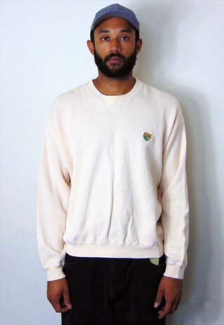 80S 90S CLASSIC SPORTSWEAR PIQUE CREAM SWEATSHIRT LARGE