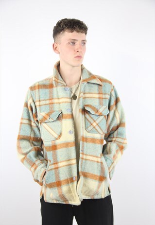 VINTAGE CHECK PATTERNED HEAVY SHIRT JACKET
