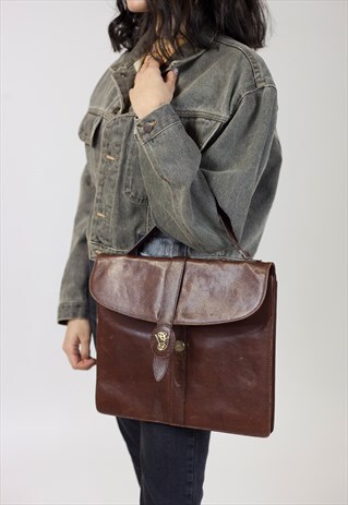 VINTAGE VALENTINO GARAVANI BROWN LEATHER HANDBAG