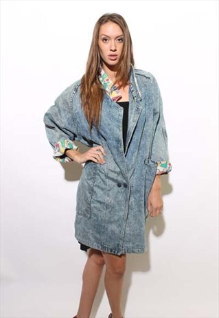 VINTAGE 1980'S 80'S ACID WASH COMIC BOOK VALENTINO COAT OS
