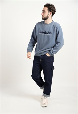 VINTAGE TIMBERLAND SPELL OUT SWEATSHIRT BLUE