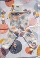 GREY PINK WHITE TIE DYE RIBBED SOCKS