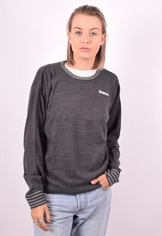 KAPPA WOMENS VINTAGE JUMPER SWEATER MEDIUM GREY 90'S