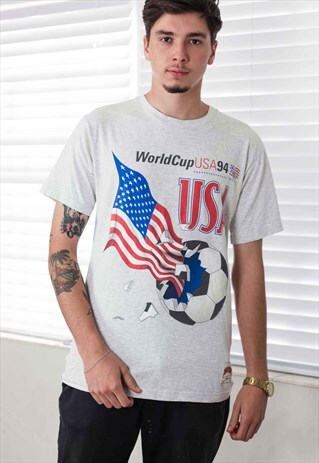 VINTAGE WORLD CUP USA 94 T-SHIRT LOGO 90S L 8.1