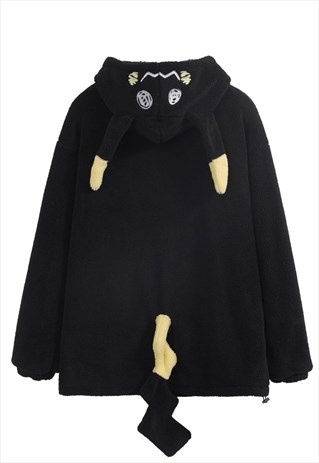 RABBIT FLEECE JACKET ANIMAL COSPLAY BOMBER IN BLACK