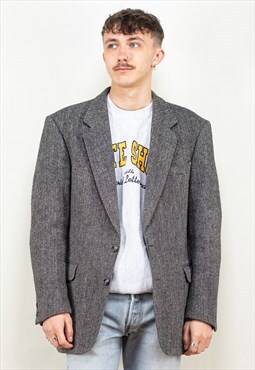 Vintage 90's Men Harris Tweed Blazer in Grey