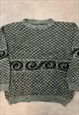 VINTAGE KNITTED JUMPER ABSTRACT PATTERNED KNIT SWEATER