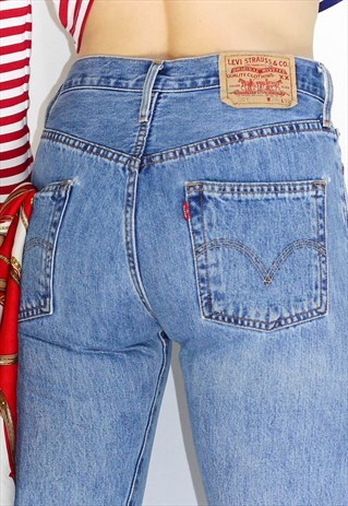 VINTAGE 80'S PERFECT FIT BLUE MID BLUE LEVI 501JEANS