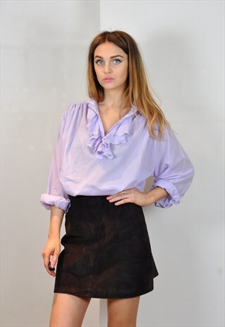 VINTAGE 90S BROWN SUEDE MINI A LINE SKIRT