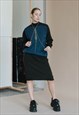 VINTAGE 80S FORMAL LONG SLEEVE HIGH NECK WOMEN SKIRT SUIT L