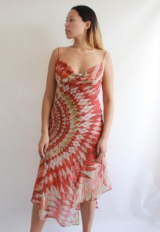 MAROON RED MULTI PRINT SHEER DRESS