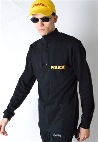 BLACK POLICIE 1/3 ZIPPER LIGHTWEIGHT SWEATSHIRT