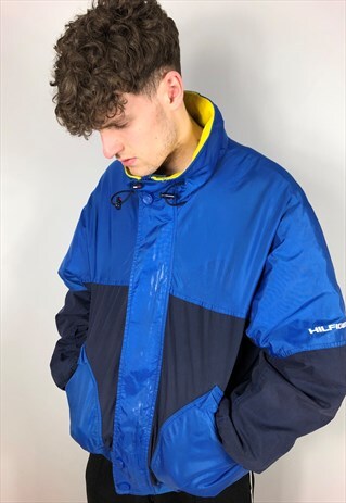 VINTAGE TOMMY HILFIGER JACKET IN BLUE AND YELLOW