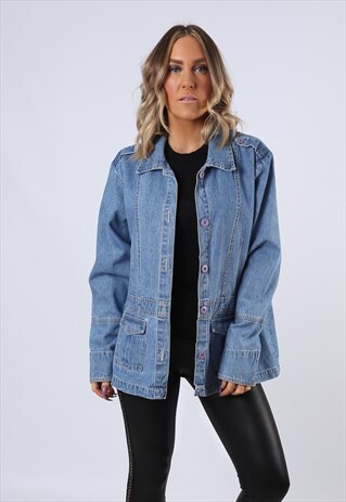 DENIM JACKET OVERSIZED FITTED MILITARY STYLE UK 14 (BCU)