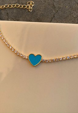 Zirconia Heart Bracelet - Blue