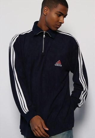 VINTAGE ADIDAS 1/4 ZIP FLEECE BLUE