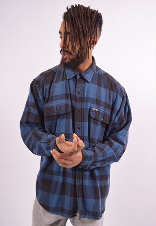 VINTAGE POLO RALPH LAUREN FLANNEL SHIRT LARGE BLUE CHECK