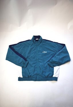 Vintage 90s Fila Turquoise/ Blue Logo Jacket