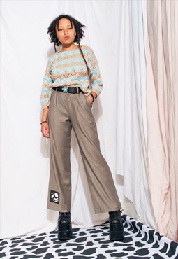 Vintage Trousers 90s Reworked Wide-leg Flare Suit Pants