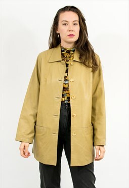 Vintage leather jacket in mustard yellow