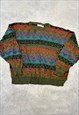 VINTAGE KNITTED JUMPER ABSTRACT PATTERNED KNIT SWEATER