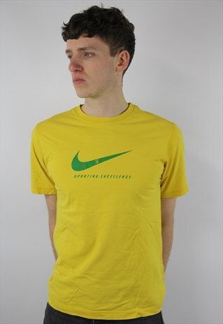 VINTAGE NIKE YELLOW PRINTED T-SHIRT