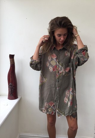 CRAZY PATTERNED OVERSIZED RETRO VINTAGE FESTIVAL SHIRT