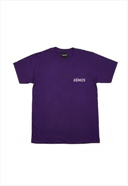Purple Logo Embroidered Heavy Cotton T shirt Tee Y2k