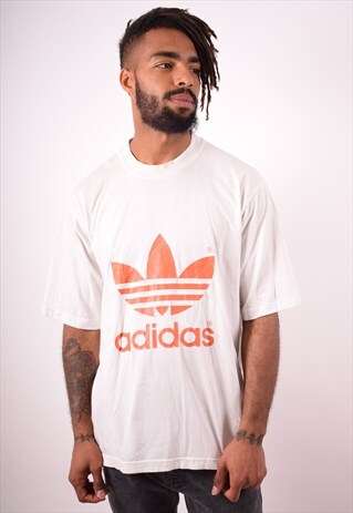 ADIDAS MENS VINTAGE T-SHIRT TOP XL WHITE 90S