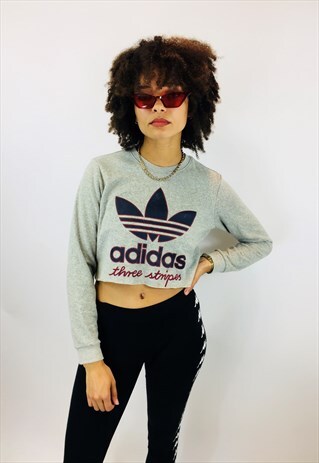 VINTAGE ADIDAS ORIGINALS TREFOIL CROPPED SWEATSHIRT