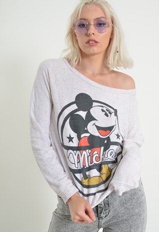 VINTAGE DISNEY MICKEY MOUSE SWEATSHIRT JUMPER GREY