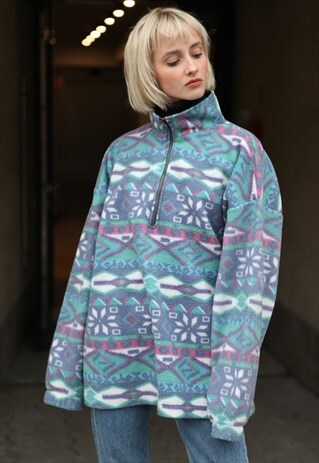 VINTAGE 90'S OVERSIZE QUARTER ZIP FLEECE SWEATSHIRT