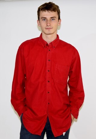 VINTAGE RED WOOLRICH PLAIN FLANNEL SHIRT