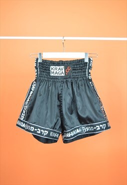 Vintage black rave sports boxing festival shorts