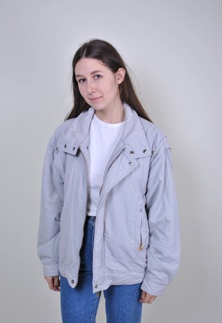 80S GRAY MINIMALIST HERITAGE JACKET, SIZE L