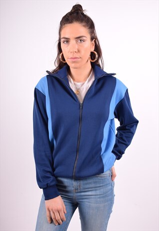 WOMENS VINTAGE TRACKSUIT TOP JACKET LARGE BLUE 90'S