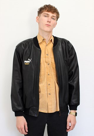 90'S LEATHER PUMA KING BOMBER