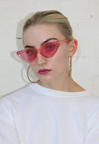 CAT EYE TINTED SUNGLASSES WITH GLITTER LENSES