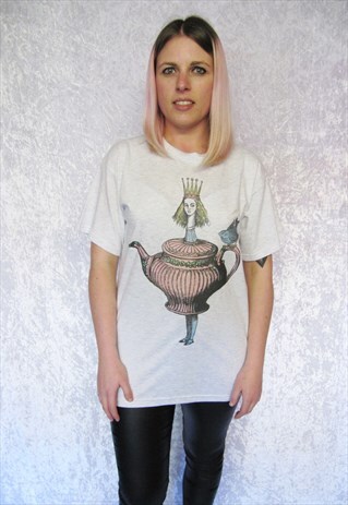 FREAKY ALICE TEAPOT GREY T-SHIRT