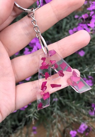 PERSONALISED KEYRING, FLOWER KEYRING, INITIAL KEYRING, GIFTS