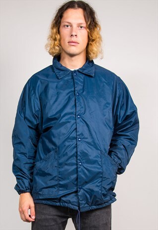 90'S VINTAGE NAVY COACH STYLE SPORTS JACKET