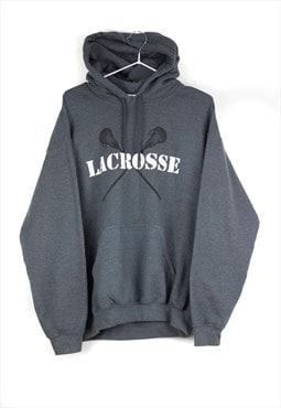 Vintage Gildan Lacrosse Hoodie in Grey M