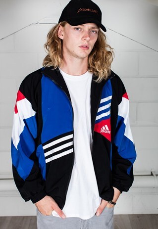 VINTAGE ADIDAS BLUE AND BLACK TEAM TRACK TOP