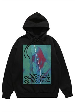 Monster print hoodie grunge pullover premium graffiti jumper