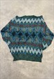 VINTAGE KNITTED JUMPER ABSTRACT PATTERNED KNIT SWEATER